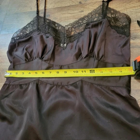 Vintage Barbizon Enchant Black Lace Satin Slip Dress Size 16 - Picture 6 of 7